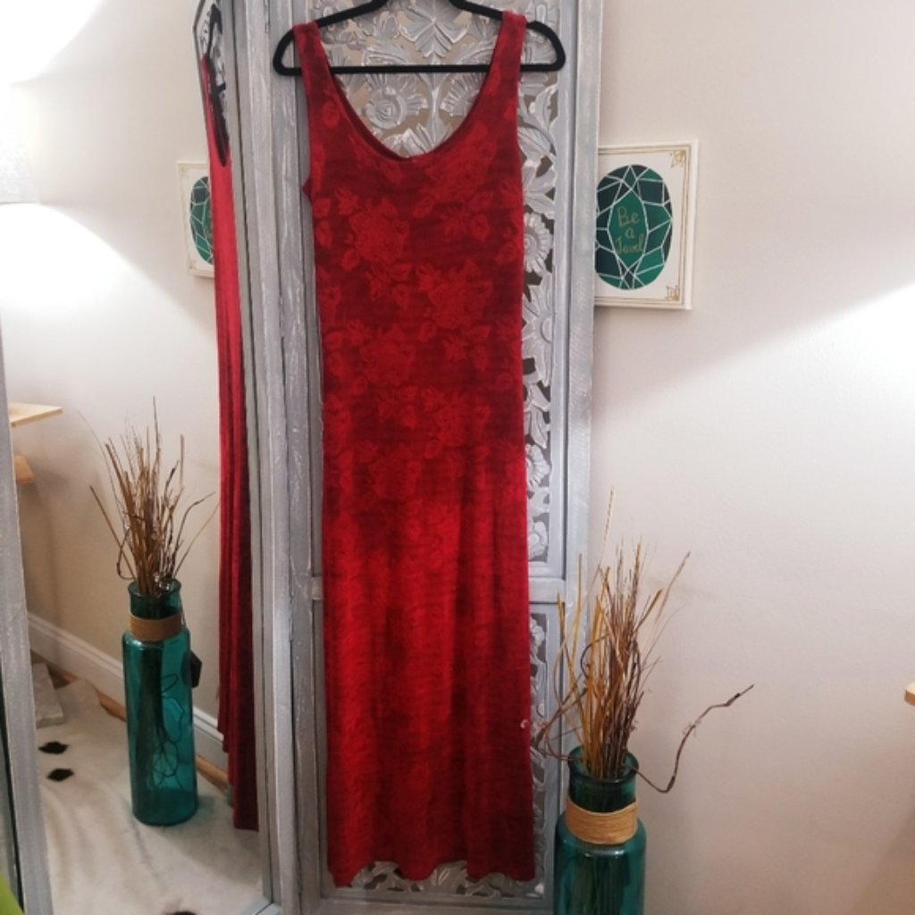 Red No Wrinkle Maxi Dress